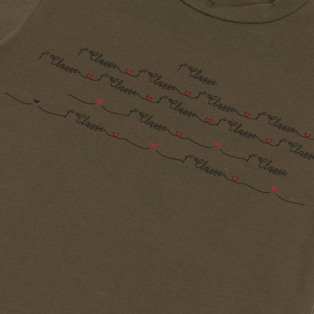Alviero Martini-Girls Khaki Green Cotton 1a Classe Graphic T-Shirt | Childrensalon Outlet