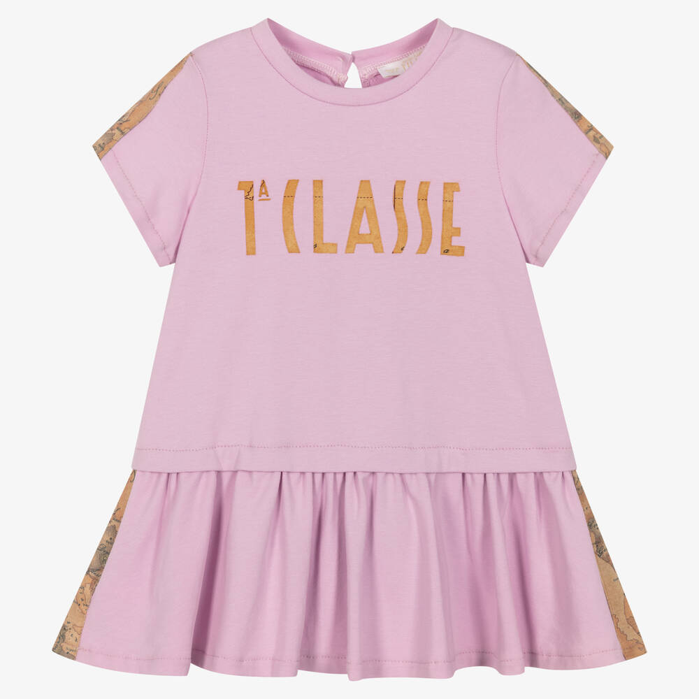 Alviero Martini-Girls Lilac Geo Map Cotton Dress | Childrensalon Outlet