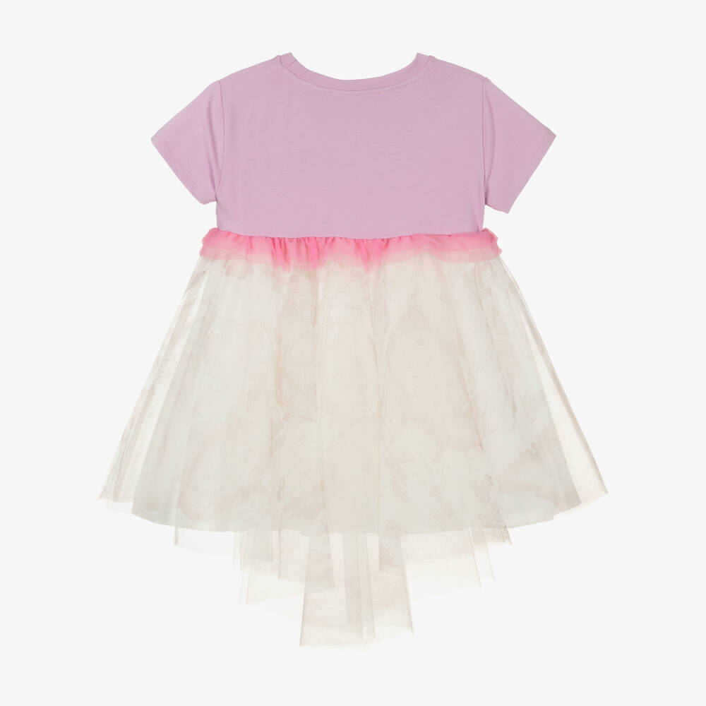 Alviero Martini-Girls Lilac Purple & Beige Geo Map Dress | Childrensalon Outlet