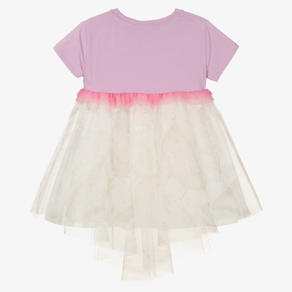 Alviero Martini-Girls Lilac Purple & Beige Geo Map Dress | Childrensalon Outlet