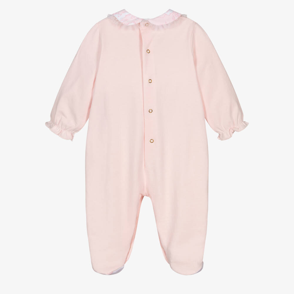 Alviero Martini-Girls Pale Pink Cotton Babygrow with Geo Collar | Childrensalon Outlet