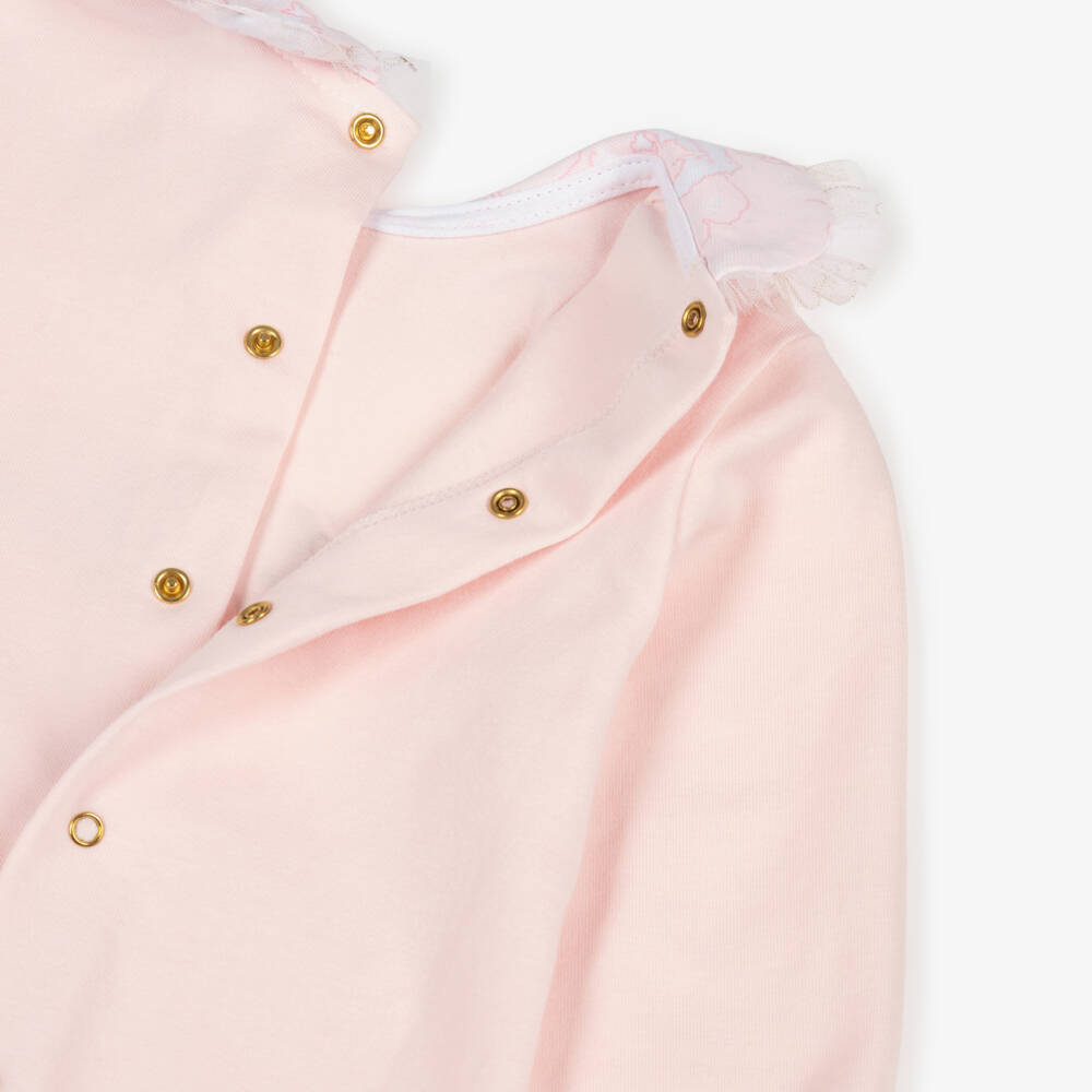 Alviero Martini-Girls Pale Pink Cotton Babygrow with Geo Collar | Childrensalon Outlet