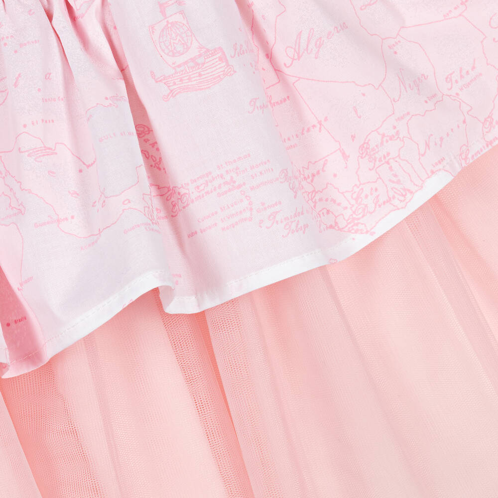 Alviero Martini-Girls Pink Cotton Geo Map Skirt | Childrensalon Outlet
