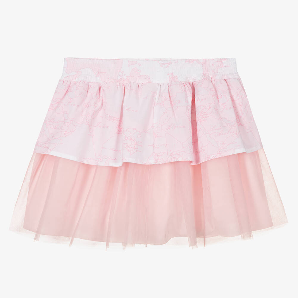 Alviero Martini-Girls Pink Cotton Geo Map Skirt | Childrensalon Outlet