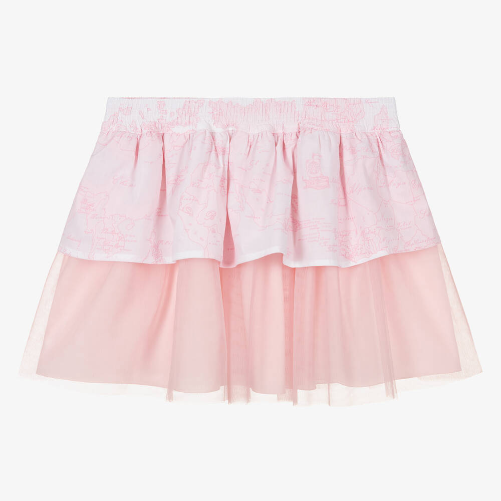 Alviero Martini - Jupe rose en coton Geo Map fille | Childrensalon