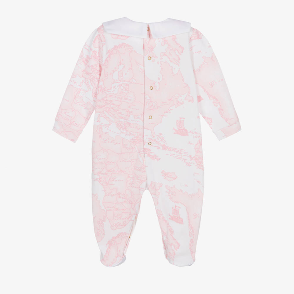 Alviero Martini-Girls Pink Geo Map Babysuit Set | Childrensalon Outlet