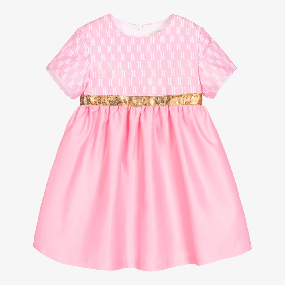 Alviero Martini - Розовое платье с картой мира для девочек  | Childrensalon