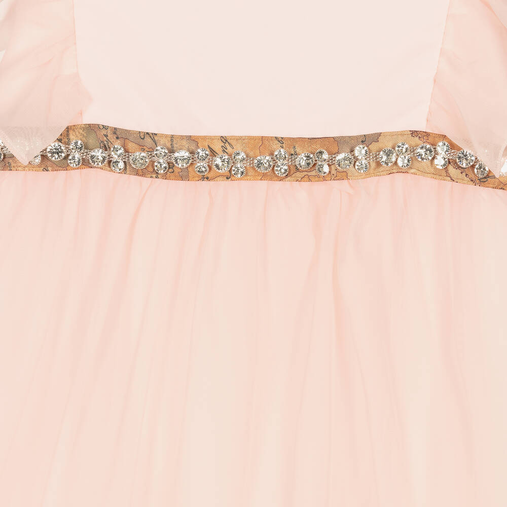 Alviero Martini-Girls Pink Geo Map Sparkle Belt Dress | Childrensalon Outlet