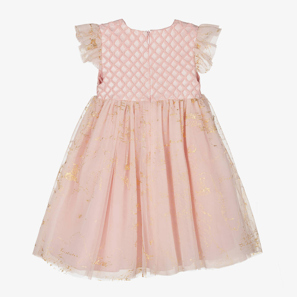 Alviero Martini-Girls Pink Geo Map Tulle Dress | Childrensalon Outlet