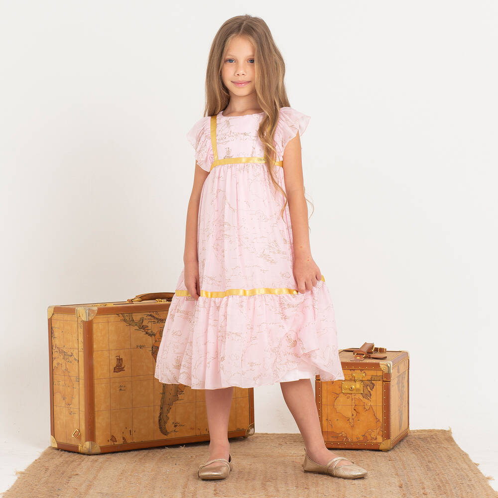 الفيرو مارتيني-فستان فوال لون زهري وذهبي | Childrensalon Outlet