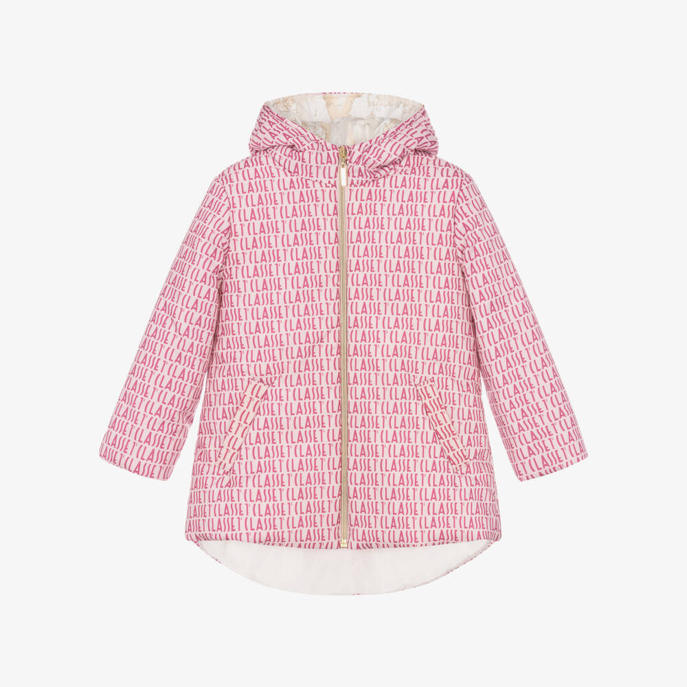 Alviero Martini-Girls Pink Padded Logo Coat | Childrensalon Outlet