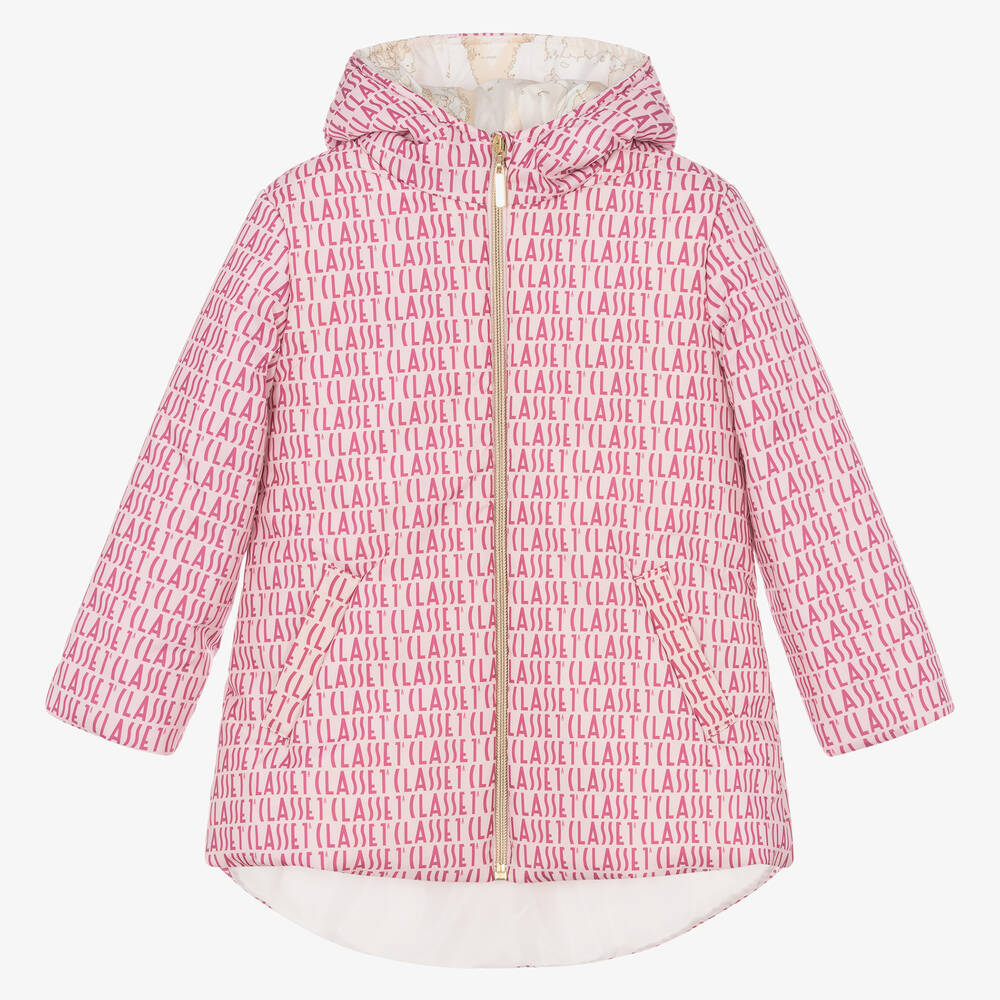 Alviero Martini - Girls Pink Padded Logo Coat | Childrensalon