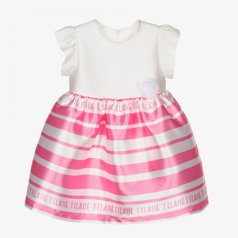 Alviero Martini - Girls Pink Stripe Dress  | Childrensalon