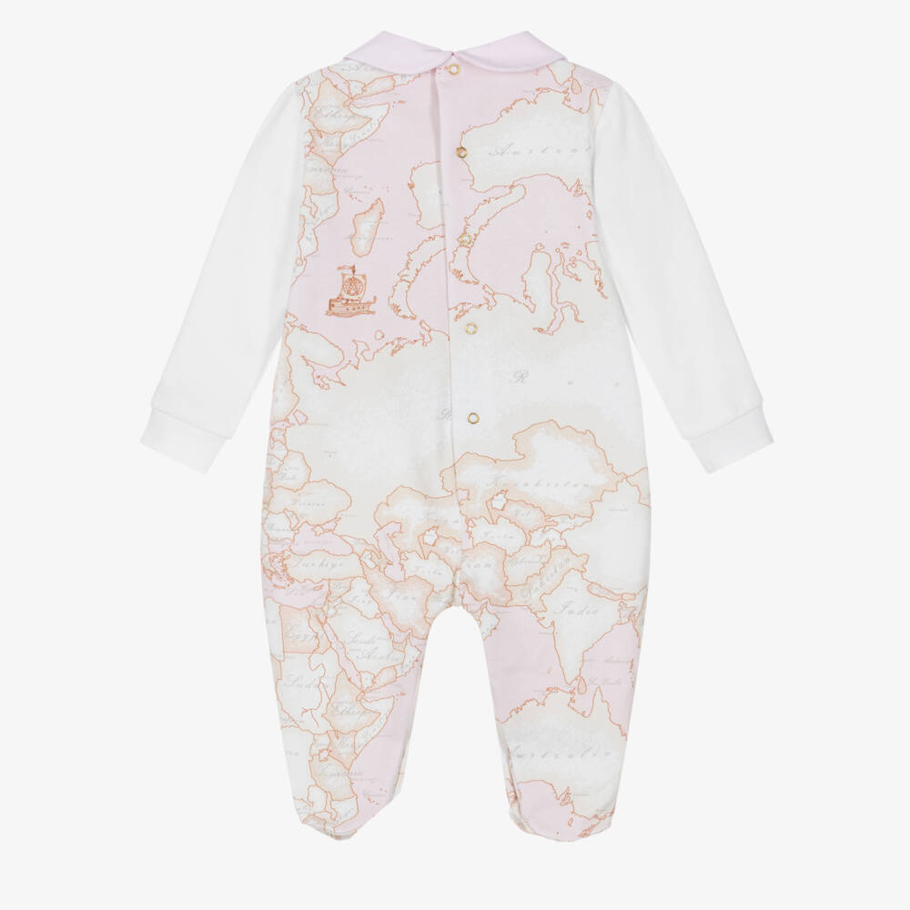 Alviero Martini-Girls Pink & White Bear Cotton Sleeper | Childrensalon Outlet