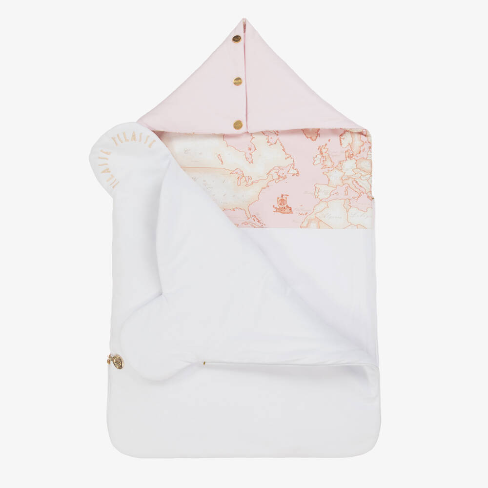 Alviero Martini-Girls Pink & White Bear Snuggle Nest | Childrensalon Outlet