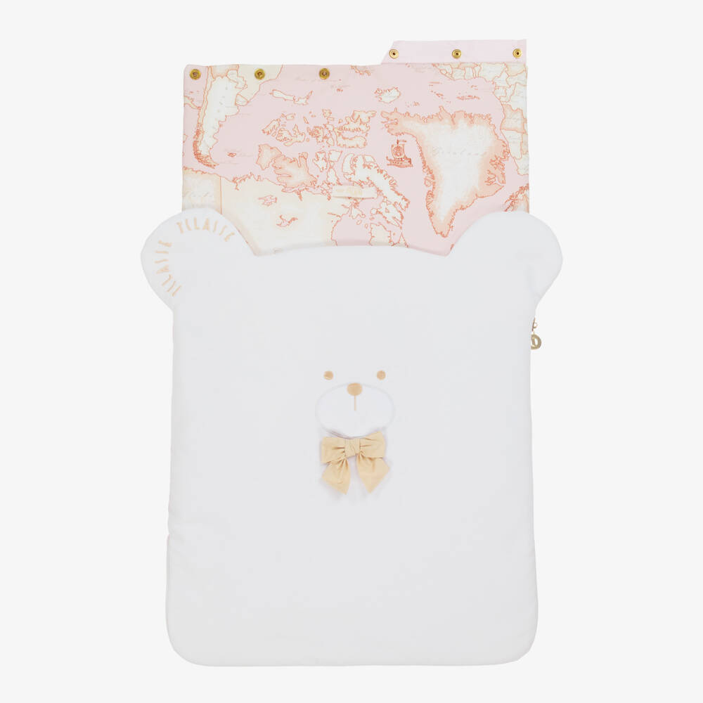 Alviero Martini-Girls Pink & White Bear Snuggle Nest | Childrensalon Outlet