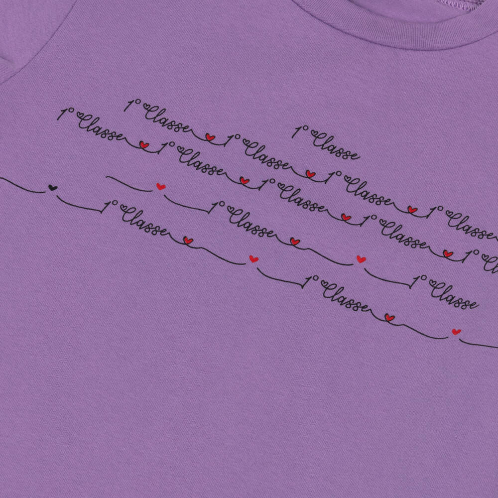 Alviero Martini-Girls Purple Cotton 1a Classe Graphic T-Shirt | Childrensalon Outlet