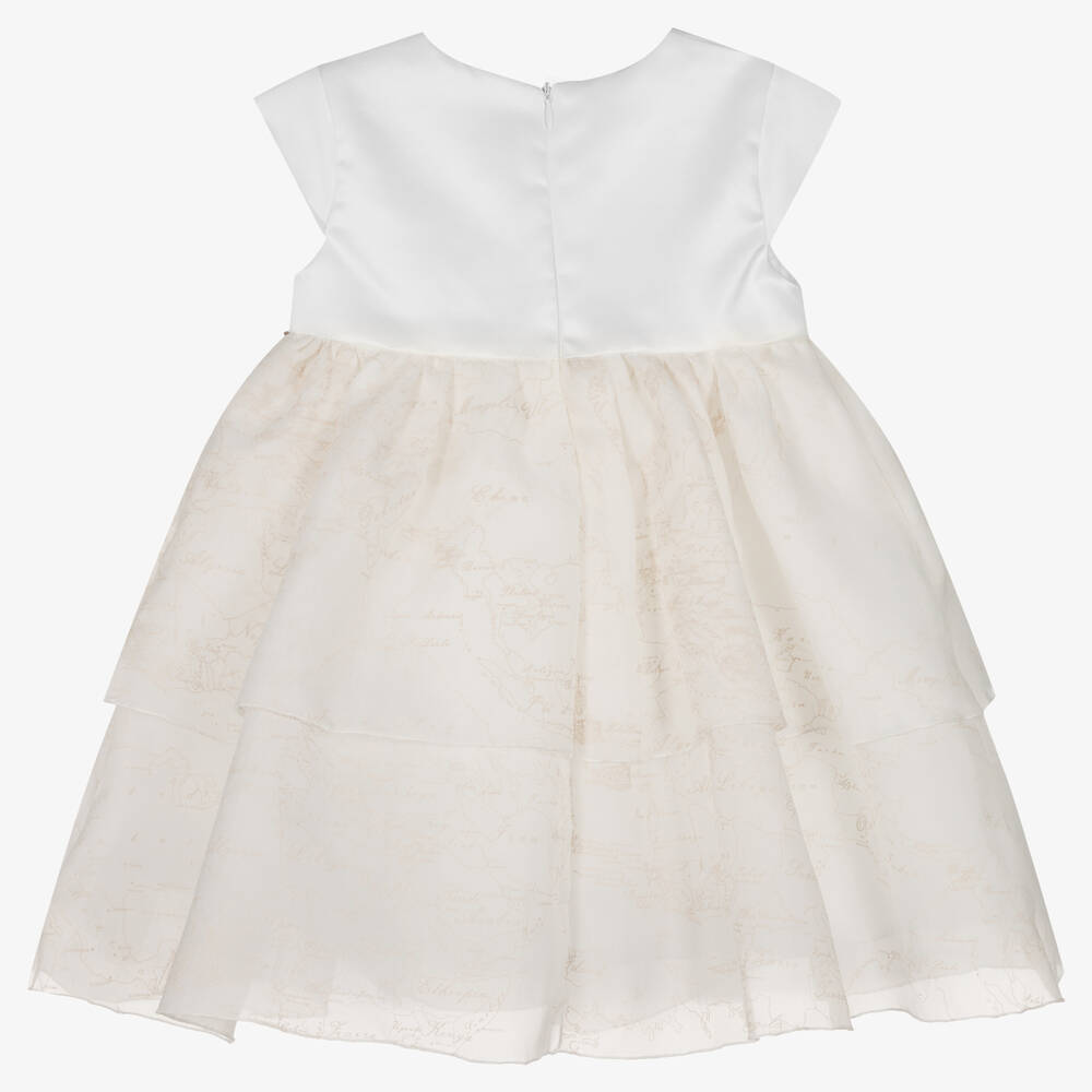 Alviero Martini Girls Satin & Organza Geo Map Dress Childrensalon