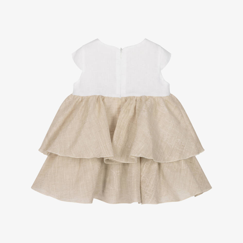 Alviero Martini-Girls White & Beige Geo Map Dress | Childrensalon Outlet