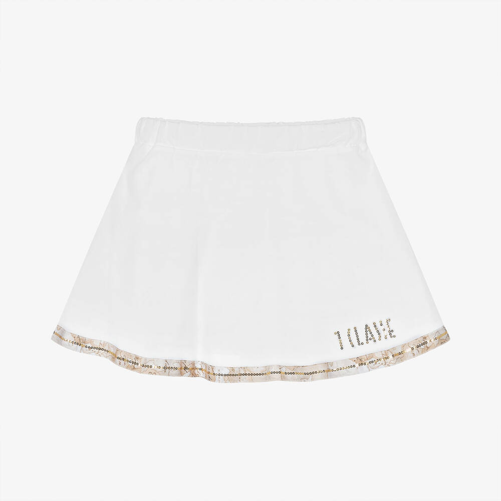 Alviero Martini - Girls White Cotton Geo Map Skirt | Childrensalon