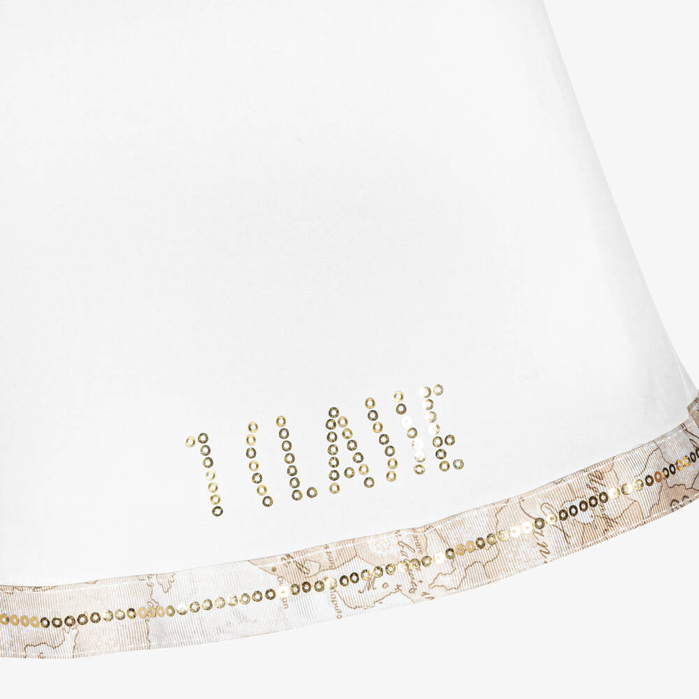 Alviero Martini-Girls White Cotton Geo Map Skirt | Childrensalon Outlet