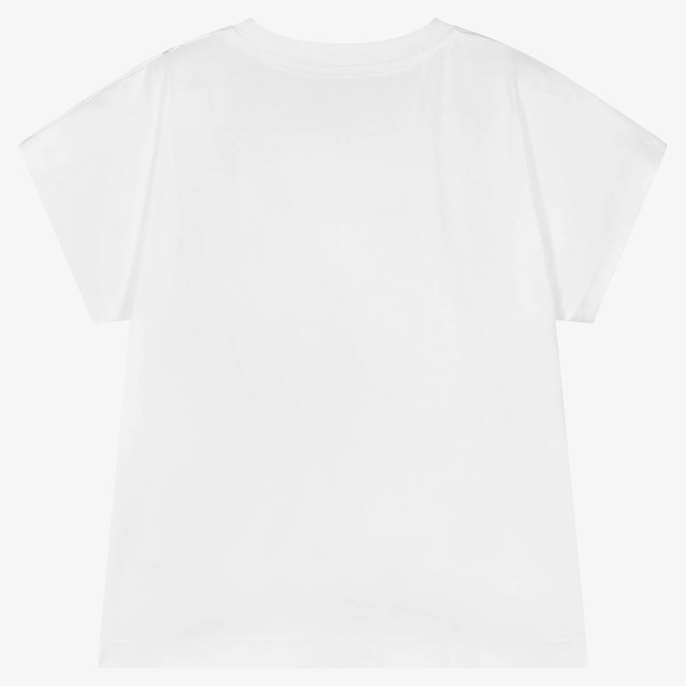Alviero Martini-Girls White Cotton Geo T-Shirt | Childrensalon Outlet