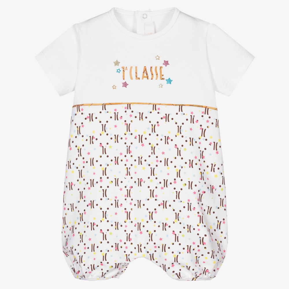 Alviero Martini-تبّان قطن جيرسي لون أبيض للمولودات | Childrensalon Outlet