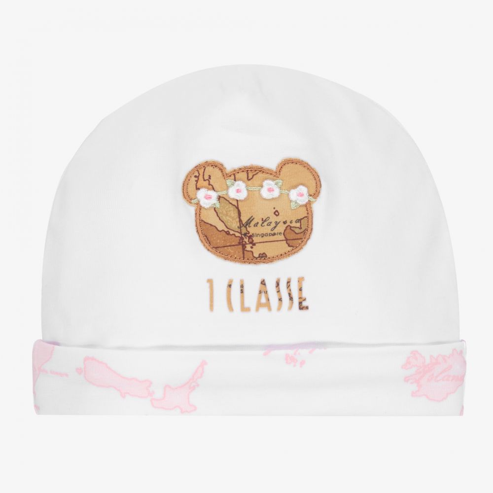 Alviero Martini - Girls White Geo Map Bear Hat | Childrensalon