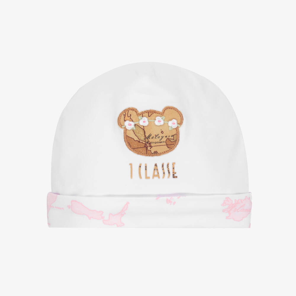 Alviero Martini-Girls White Geo Map Bear Hat | Childrensalon Outlet