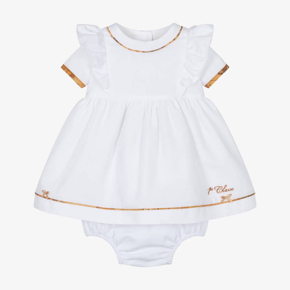 Alviero Martini-Girls White Geo Map Dress Ensemble | Childrensalon Outlet