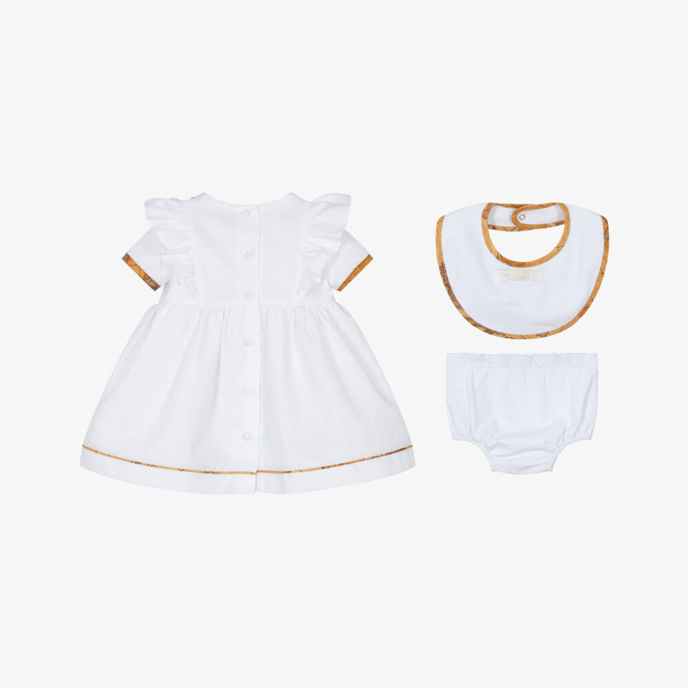 Alviero Martini-Girls White Geo Map Dress Ensemble | Childrensalon Outlet