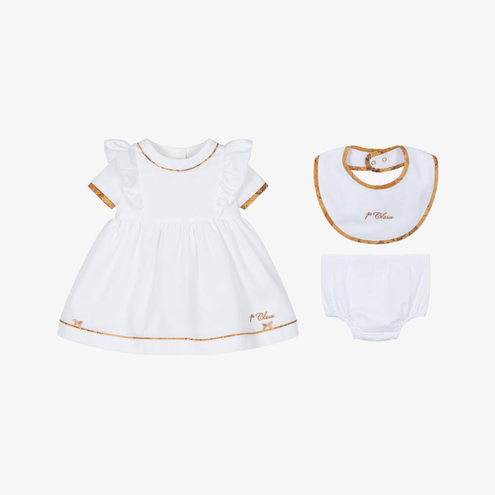 Alviero Martini-Girls White Geo Map Dress Ensemble | Childrensalon Outlet