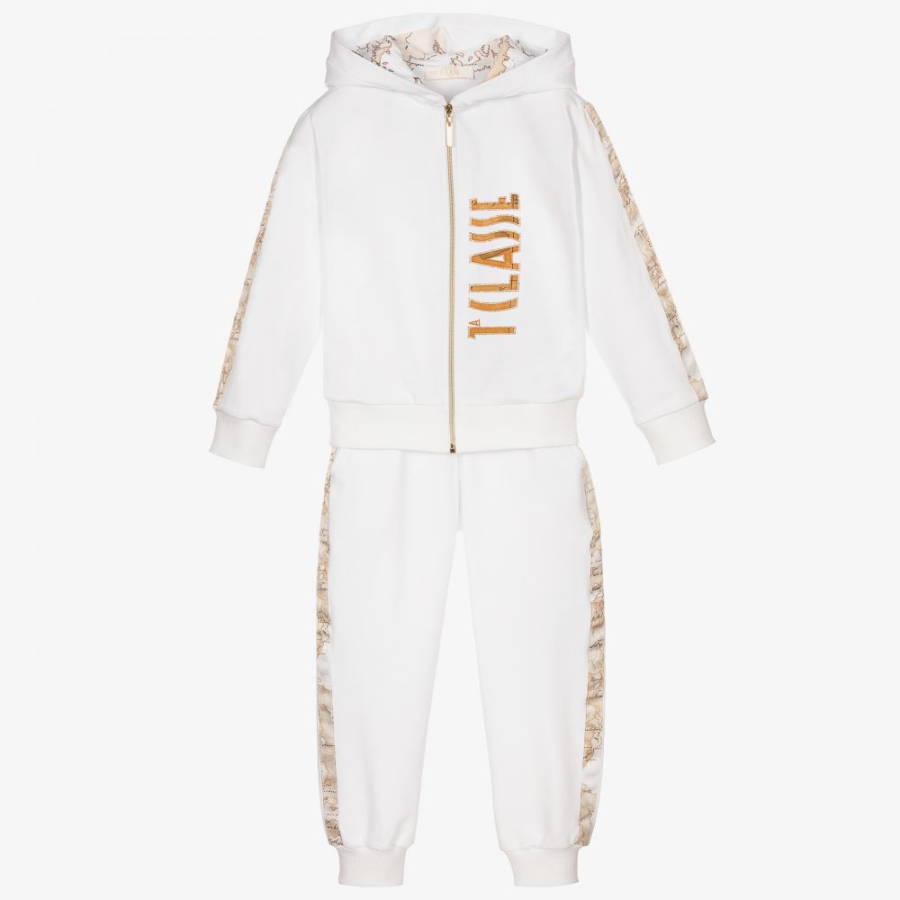 Girls white tracksuit store