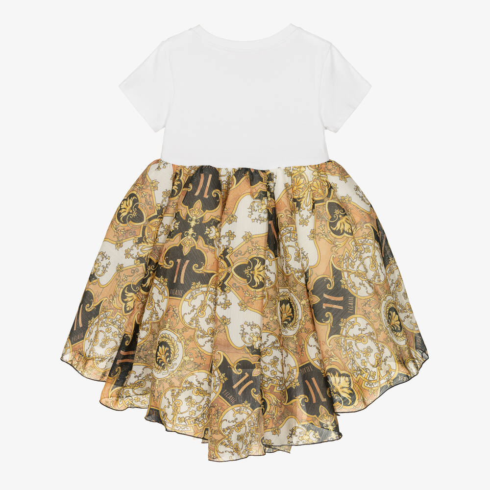 Alviero Martini-Girls White & Gold 1st Classe Dress | Childrensalon Outlet