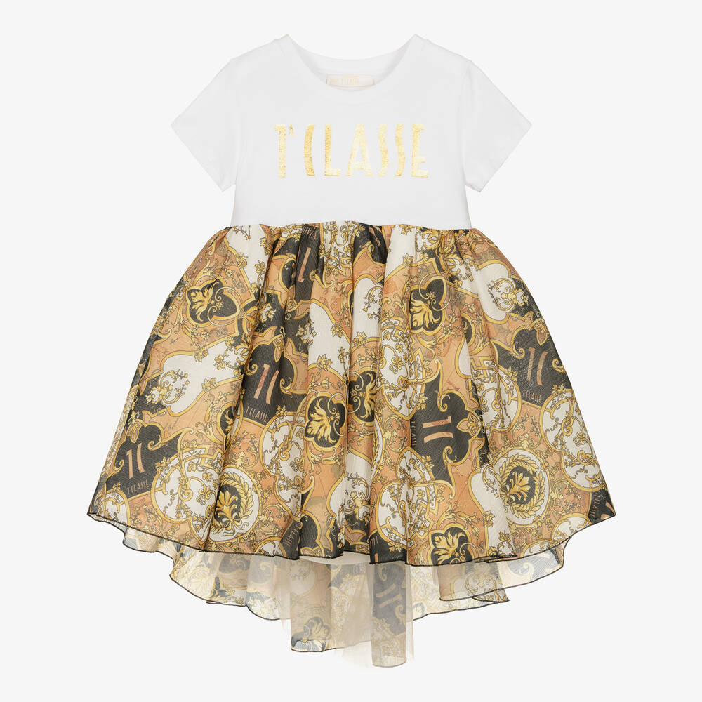 Gold and white 2025 dress for kids
