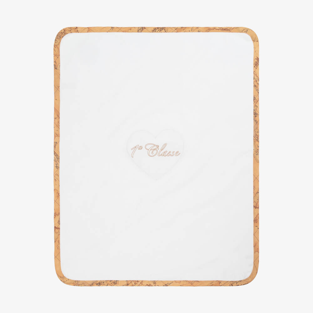 Alviero Martini-Girls White Heart Embroidered Blanket | Childrensalon Outlet