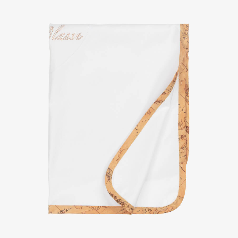 Alviero Martini-Girls White Heart Embroidered Blanket | Childrensalon Outlet