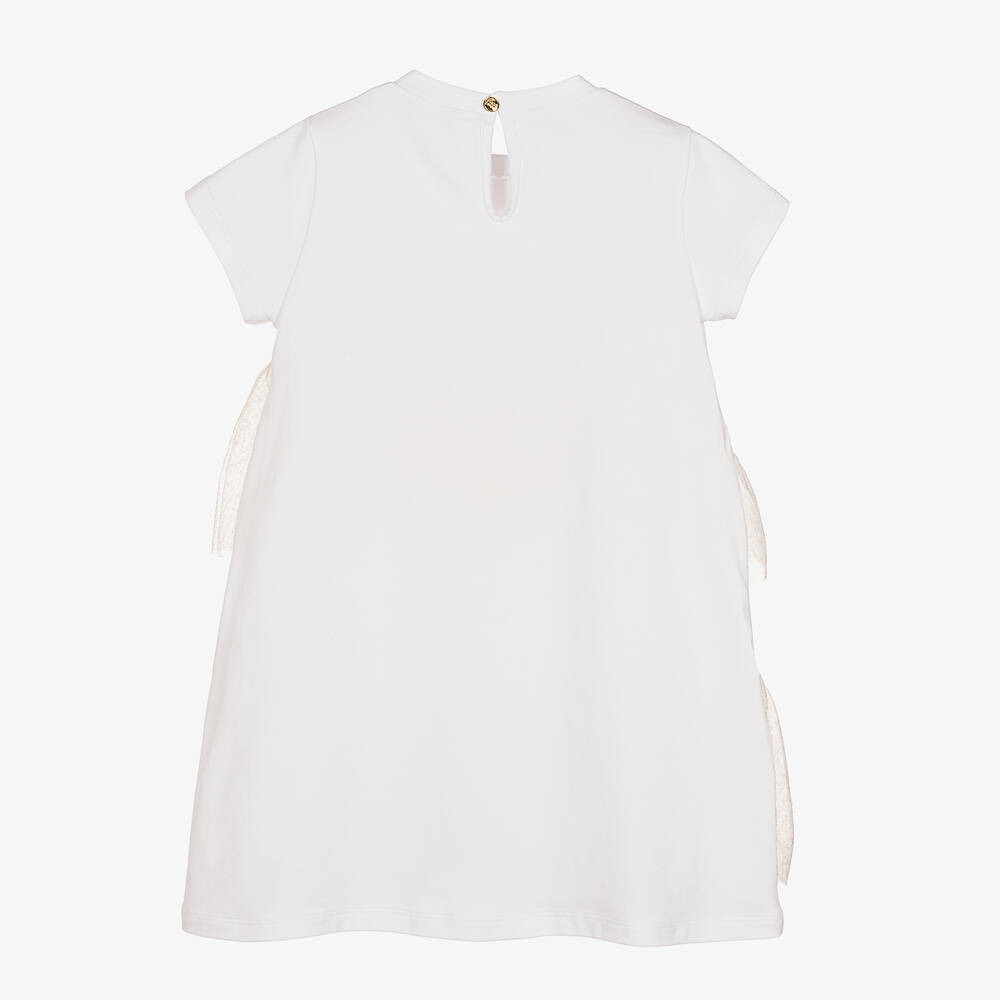 Alviero Martini-Girls White Jersey & Tulle Dress | Childrensalon Outlet