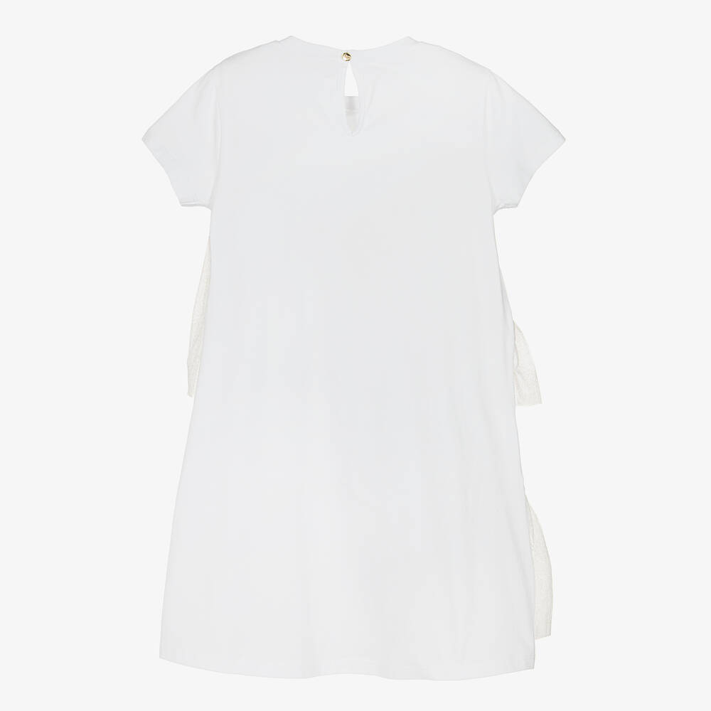 Alviero Martini-Girls White Jersey & Tulle Dress | Childrensalon Outlet