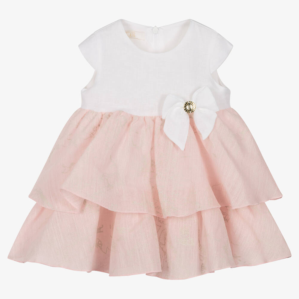 Alviero Martini - Girls White & Pink Geo Map Dress | Childrensalon