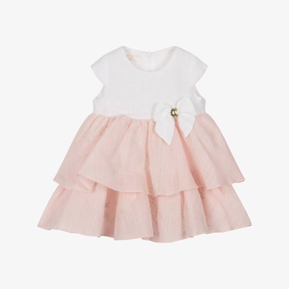 Alviero Martini-Girls White & Pink Geo Map Dress | Childrensalon Outlet