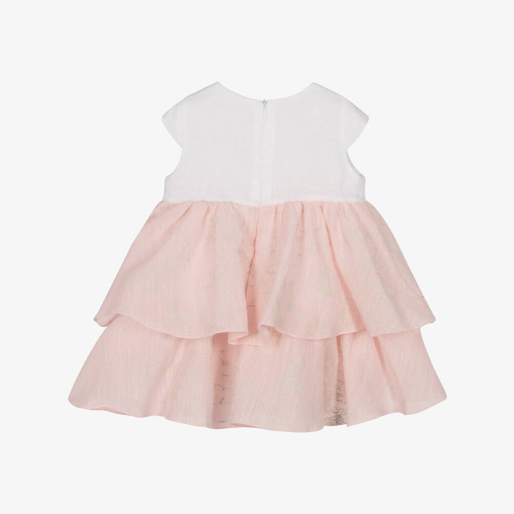 Alviero Martini-Girls White & Pink Geo Map Dress | Childrensalon Outlet