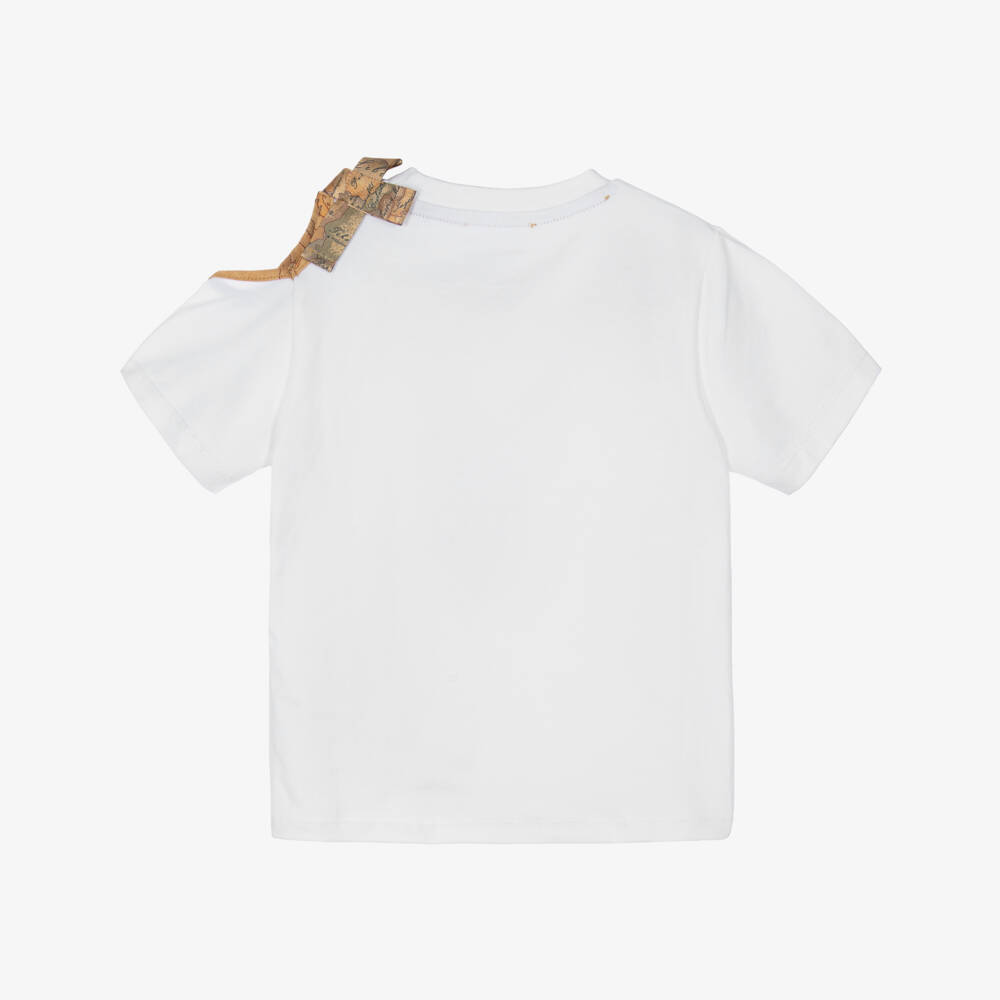 Alviero Martini-Girls White Teddy Geo Tee | Childrensalon Outlet