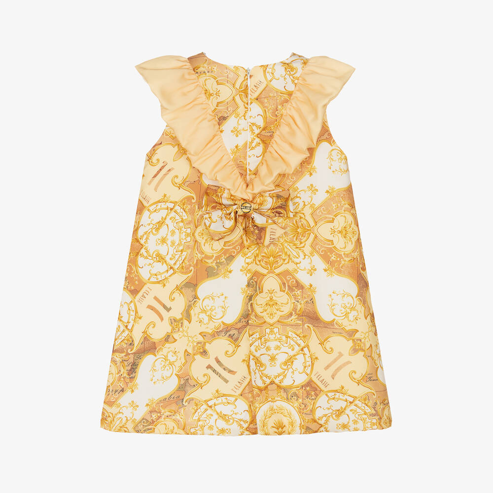 Alviero Martini-Girls Yellow & Gold A-Line Logo Dress | Childrensalon Outlet