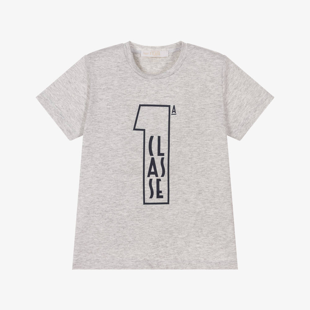 Alviero Martini-Grey Marl 1a Classe Cotton T-Shirt | Childrensalon Outlet