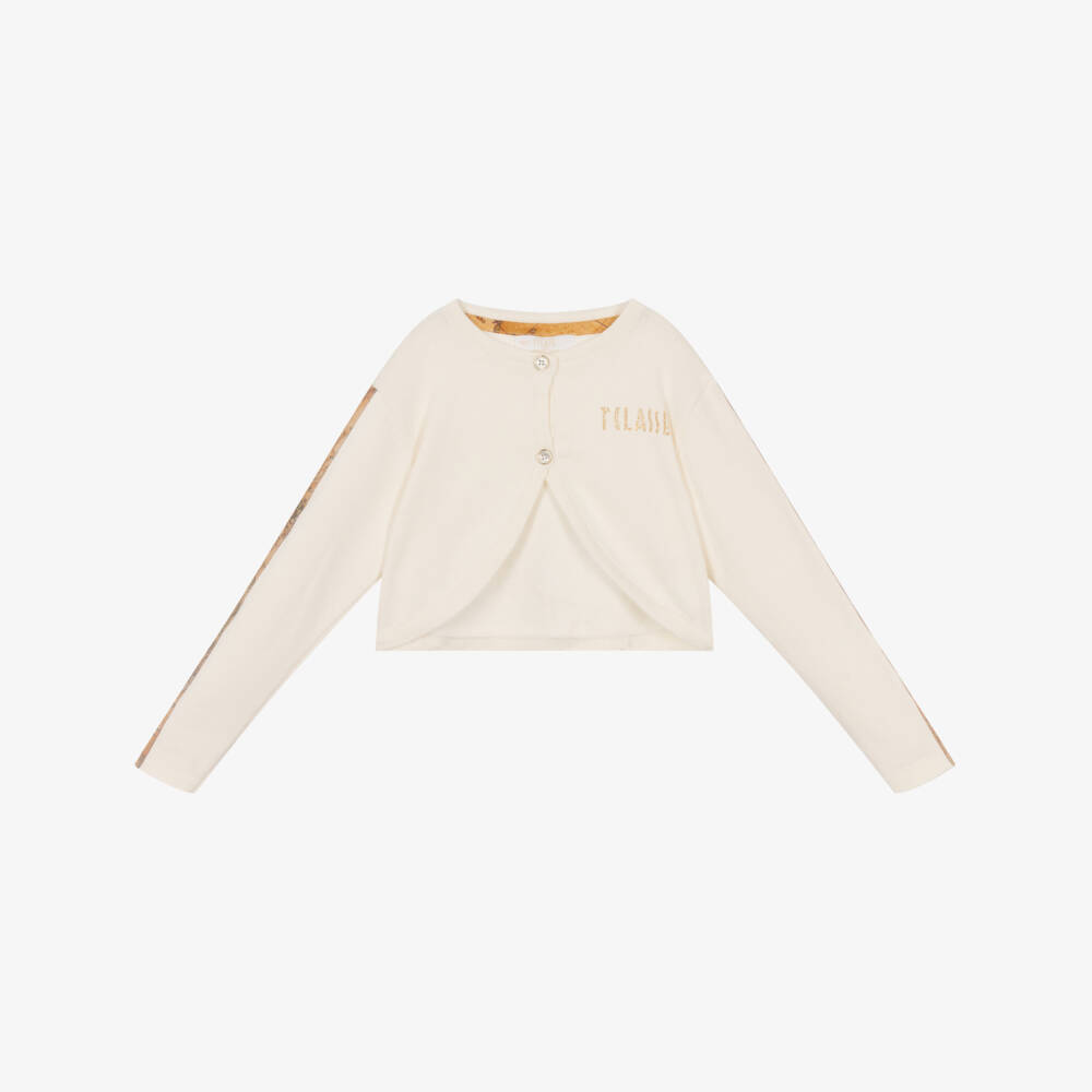 Alviero Martini-Ivory & Beige Geo Map Cardigan | Childrensalon Outlet