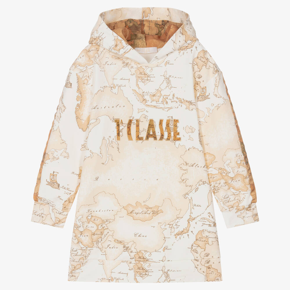 Alviero Martini-Ivory & Beige Geo Map Dress | Childrensalon Outlet