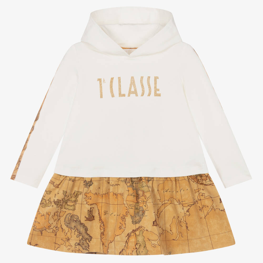 Alviero Martini - Ivory & Beige Geo Map Dress | Childrensalon