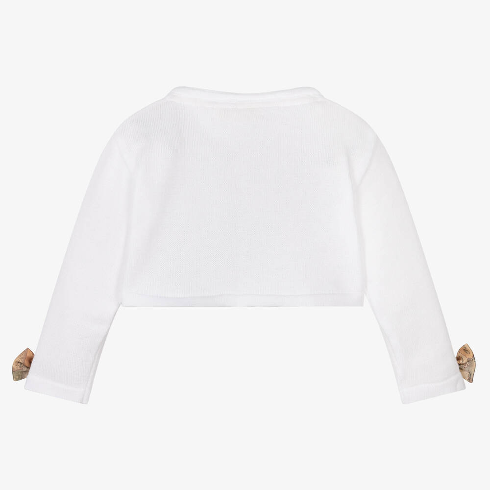 Alviero Martini-Ivory Cotton Geo Map Cardigan | Childrensalon Outlet