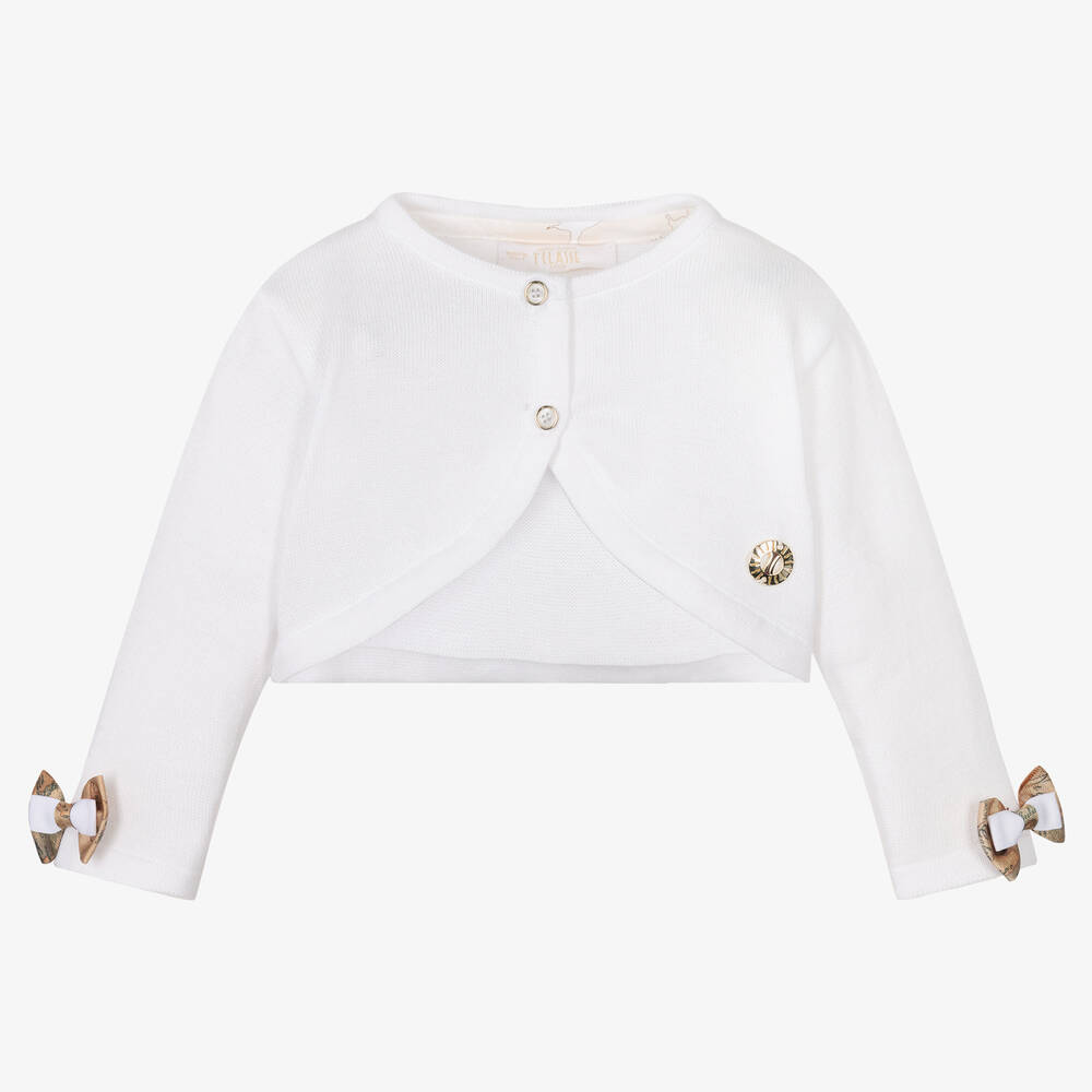 Alviero Martini-Ivory Cotton Geo Map Cardigan | Childrensalon Outlet